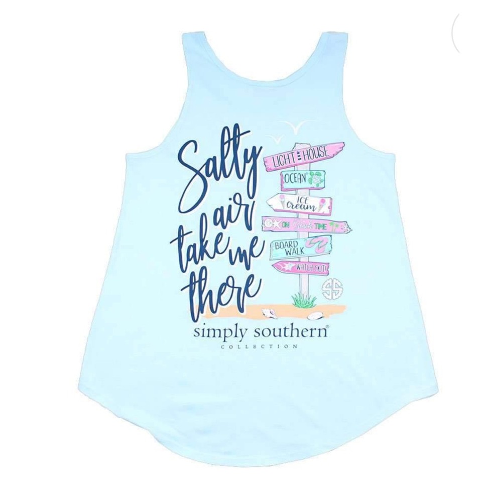 Women's Sign Tank Top by Simply Southern cotton blue size‎ small